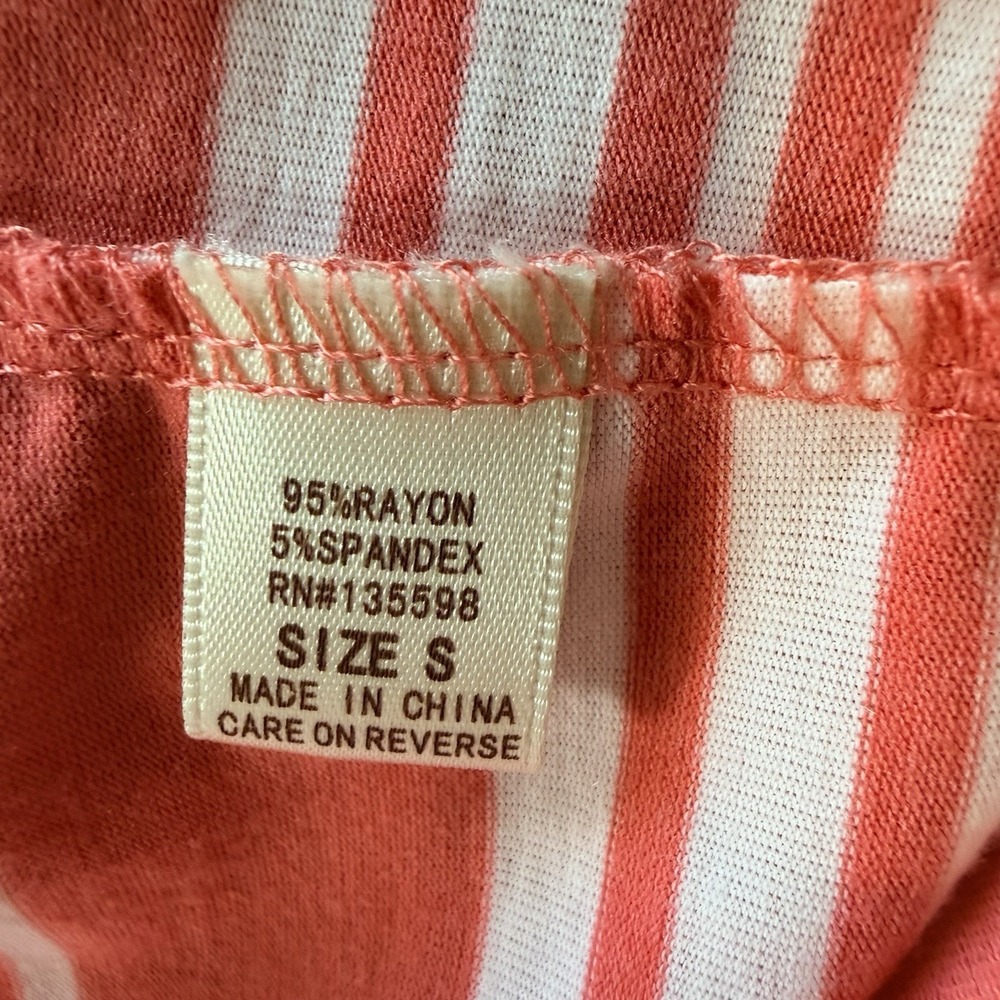 Liberty Love Small Peach & White Stripe Sleeveless V-Neck Maxi Dress - Picture 7 of 8